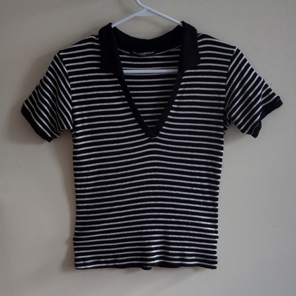Rare Brandy Melville Knit Babe Top Collar Tee